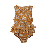 Vintage Floral Sleeveless Ruffle Romper